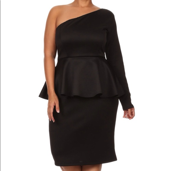 Plus off Shoulder Peplum Dress - Picture 1 of 4